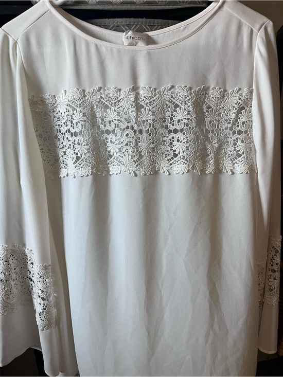 Chico's Tops - Chico's White Floral Lace Panel Top